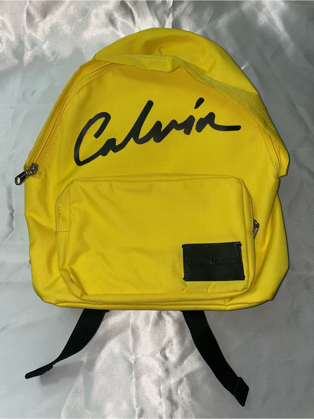 Calvin Klein Bright Yellow Canvas Backpack with Script Logo